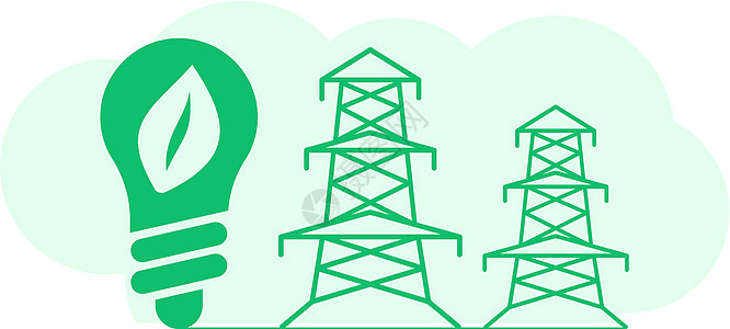 以绿色能源为主题的绿色背景 绿色星球和零废物概念 矢量图风暴发电机电压阳光涡轮解决方案电池电气插图生态图片