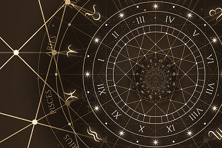 关于神秘主义 占星学 幻想的古老概念背景摘要财富十二生肖黑色精神插图宇宙数字日历魔法星星图片