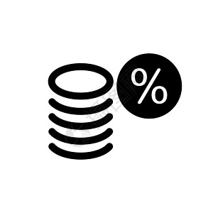 硬币和百分数图标 税率和利润率 矢量图片