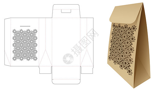 装有稳妥模式式窗口死切剪切模板和 3D 模拟模型的包装袋图片