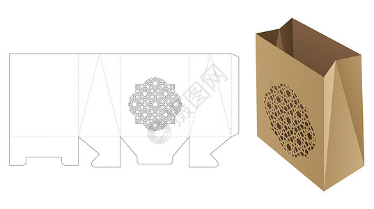纸质折叠袋切碎模板和 3D 模型木板展示商品零售卡片糖果推介会插图枕头商业图片