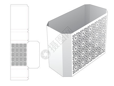 带有死亡剪切模板和3D模型的固定阿拉伯模式碎裂式文具盒图片