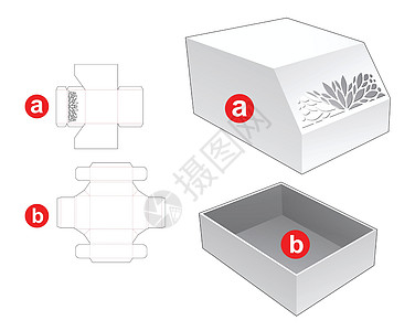 插盒和塞子盖盖死亡剪切模板和3D模型背景图片