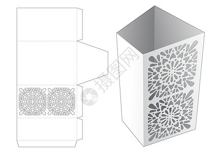 切除模板和3D模型的死字折叠文具盒图片