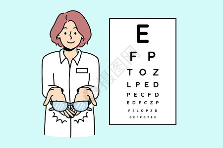 女性眼科医生给客户戴眼镜图片
