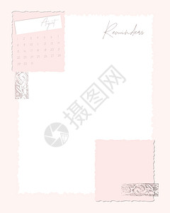 2022年8月的提醒日历粉色颜色 模板 空白 印章 剪贴布 计划 古董图片