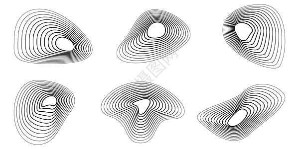 抽象的设计元素 为您设计的线性元素集同心曲线运动黑色涡流技术失真框架条纹线条图片