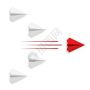 飞纸飞机 红纸飞机先飞 商业概念图标 (笑声)图片