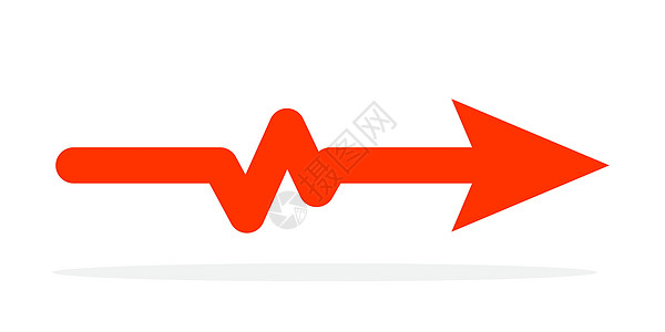 红箭头有心跳图标 矢量插图海浪监视器曲线脉冲情况生活速度网络心电图心脏病学图片