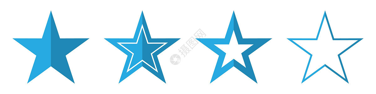 平面样式的矢量星集创造力评分标志网络星形明星艺术图标商业五星图片