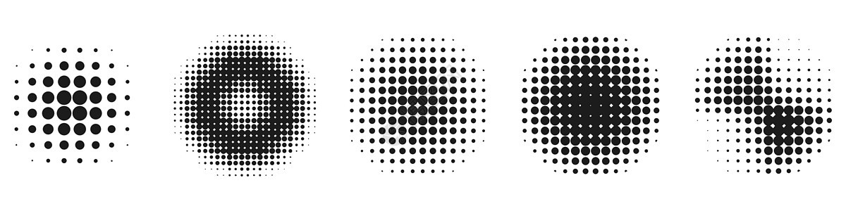 半调效果矢量元素 点圆标签框架横幅流行风格标识圈子圆形坡度插图图片