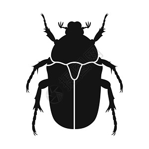金龟子矢量图标 金龟子甲虫的黑色剪影 孤立的昆虫图标图片