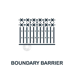 边界屏障图标 单色简单线 用于模板 网络设计和信息图的抗议图标图片