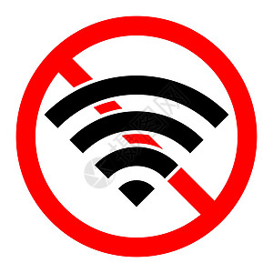 没有wifi信号 禁止使用 WIFI 停止 WIFI 图标 矢量图播送技术警告贴纸质量互联网红色黑色圆形白色图片