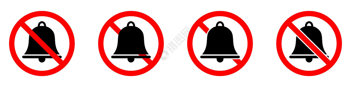 禁止响铃 没有响铃图标 停止响铃图标 矢量图标签戒指圆圈红色按钮白色音乐手铃警报高声图片