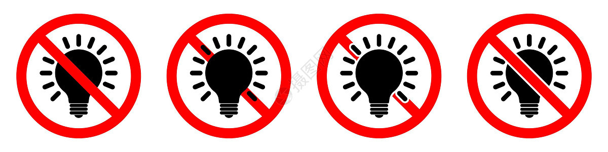 没有灯泡图标 禁止使用灯泡 停止灯泡图标标签白炽灯红色质量力量警告环境解决方案活力照明图片