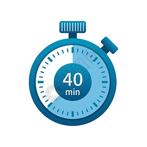 秒表 40 分钟图标插图以平面样式 孤立背景上的计时器矢量图解 时间警报标志的经营理念背景图片