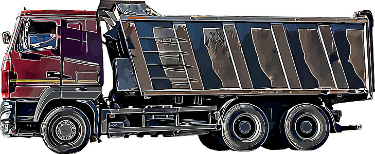 载运各种货物的重型卡车的彩色矢量图像商业工业货运汽车车辆运输送货货车物流过境图片