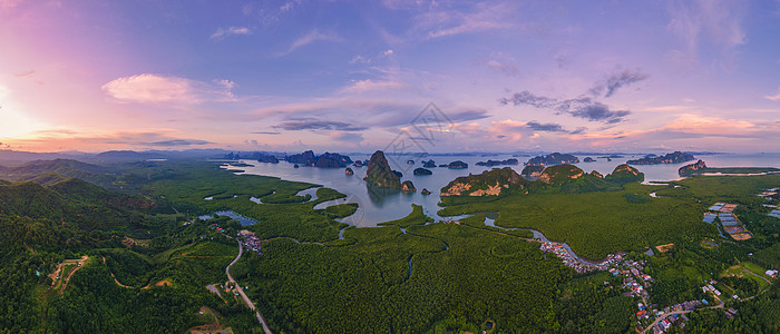 湾山区景象与泰国安达曼海红树林旅游红树石灰石蓝色游客假期旅行地标天空森林图片