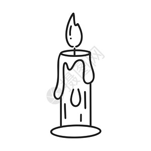 蜡烛黑色孤立面条插图图片