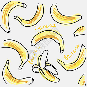 香蕉香蕉条无缝 用手写信件印着香蕉面条的无缝模式图片