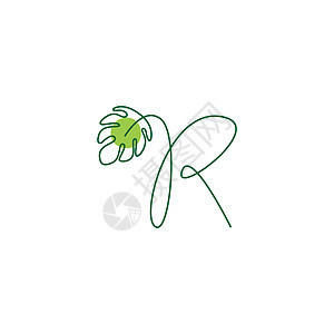形成字母图标设计插图的怪兽植物花园数字字体异国标识森林生态温泉标签农场图片