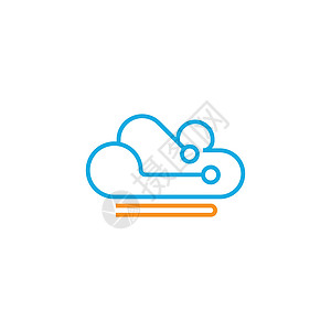 Cloud 标志图标设计插图模板公司商业服务器标识计算身份蓝色天气电脑圆圈图片