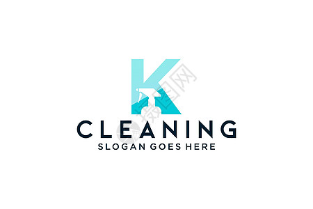 用于清洁清洁服务的信件K 维护汽车详细分类 家徽标志矢量模板的维护打扫插图城市家庭标签蓝色工作商业建筑生态图片