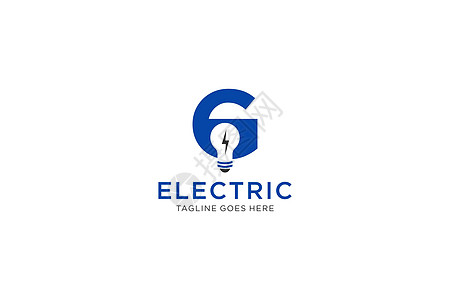 G 带灯泡和闪电灯的函式Logo设计 电子博尔特函式Logo图片