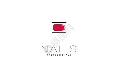 带有 Nails 徽标的首字母 F 用于美容行业 美甲沙龙 美甲 精品店 整容手术的矢量图标商业标志模板图片