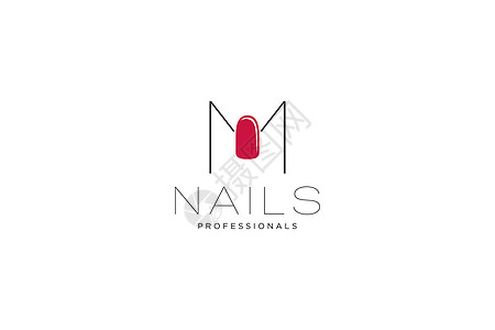 带有 Nails 徽标的首字母 M 用于美容行业 美甲沙龙 美甲 精品店 整容手术的矢量图标商业标志模板图片
