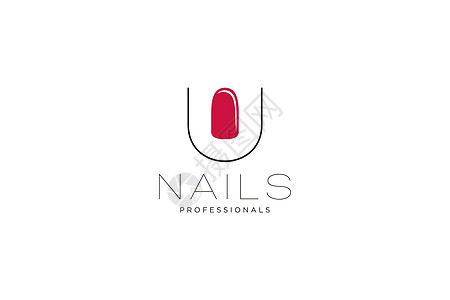 带有 Nails 徽标的首字母 U 用于美容行业 美甲沙龙 美甲 精品店 整容手术的矢量图标商业标志模板图片