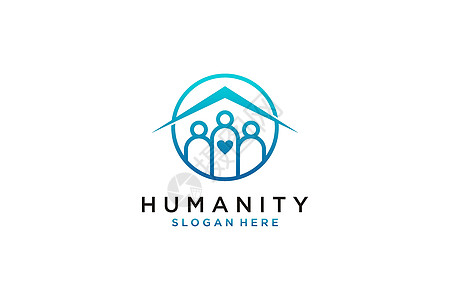 社会人道Logo 平向矢量Logo 设计模板元素男人插图合伙帮助一体性公司团体成功核弹社区图片
