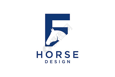 标识设计与首字母F的标志设计配有一个现代和专业的马头标志符号;以及图片