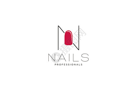 带有 Nails 徽标的首字母 N 用于美容行业 美甲沙龙 美甲 精品店 整容手术的矢量图标商业标志模板图片