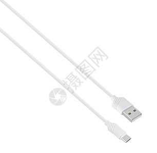 带有USB和微型USB连接器的线缆 在白色背景上分离适配器药片数据电缆配饰外设充电器插头力量塑料图片