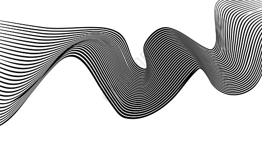 摘要 毛蒂线波艺术背景模板条纹光学黑色活力波纹失真白色海浪曲线流动图片