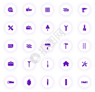 建筑紫色颜色矢量图标上带有紫色阴影的光圆形按钮 为 web 移动应用程序 ui 设计和打印设置的构造图标图片