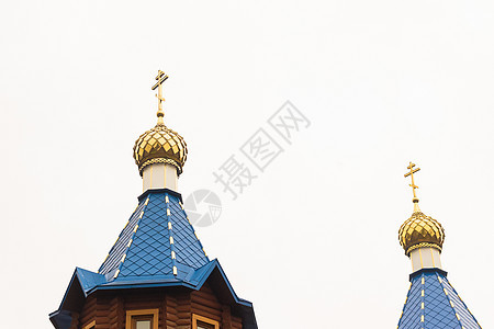 教堂圆顶寺庙建筑 正统大教堂的黄金里程碑 与天空对抗金子天炉基督信仰城市文化旅行宗教历史蓝色图片