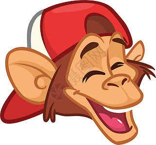 卡通猴子 矢量快乐的黑猩猩说明大猩猩吉祥物歌手欢呼大眼睛情感插图微笑说唱运动背景图片
