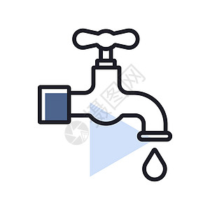 带拖放孤立矢量图标的浮点管道流动细流插图浴室阀门厨房浴缸液体图片
