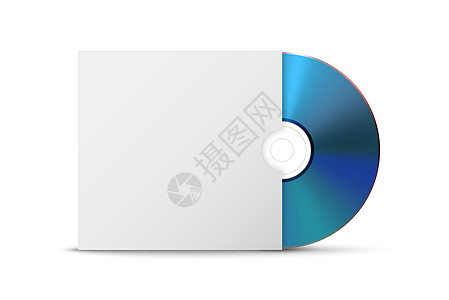 光碟包装样机图片矢量 3d 逼真的蓝色 CD 带纸盒的 DVD 在白色上隔离的信封 CD 盒 样机包装设计模板 光盘和包装图标 前视图插画