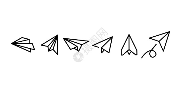 手工包图标集的纸飞机 在白色背景上隔离的可编辑矢量象形图 用于移动应用程序和网站设计的时尚大纲符号 时尚线条风格的高级图标包设计图片
