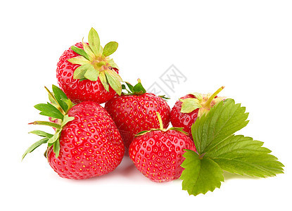 新鲜红草莓堆食物宏观水果红色绿色浆果白色团体甜点叶子图片