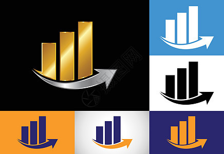 多种颜色变化财务和会计标志设计矢量模板网络财富商业经济图表酒吧标识市场营销公司图片