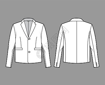 单胸夹克符合技术时装插图 用长袖 有记号的衣领和软口袋定制男装外套商业衬衫套装绅士按钮风俗男生图片