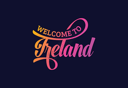 欢迎来到爱尔兰 Word Text 创意字体设计插图 欢迎签署标识游客刻字首都世界紫色标签旋风刷子明信片图片