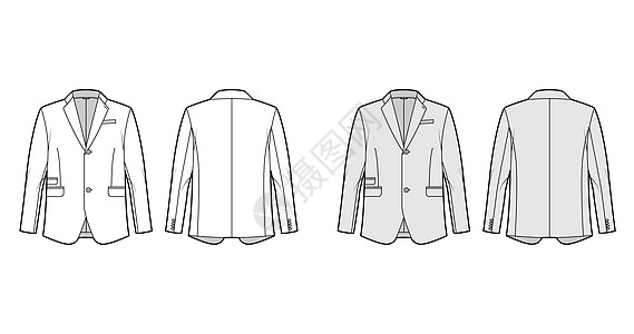 定制的夹克外套休息室 适合技术时装插图 用长袖 有标记的衣领 折式口袋草图绘画男装衣服大衣男性翻领套装服饰领带图片
