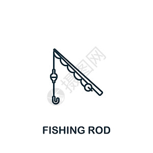钓鱼杆图标 用于模板 网页设计和信息图形的单色简单钓鱼图标垂钓者黑色渔夫标识运动鱼钩插图白色卷轴卡通片图片