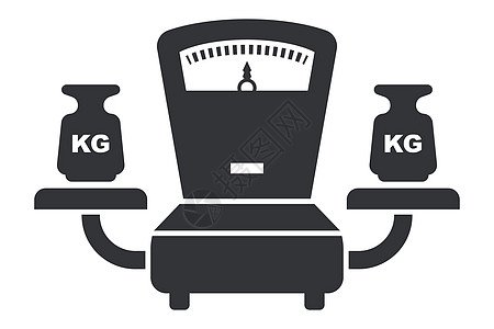 比例尺的黑色图标 在市场上有重量 平面矢量说明仪表厨房浴室工具测量平衡食物身体损失金属图片